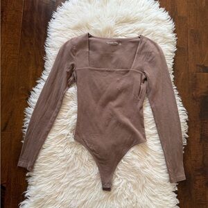 Abercrombie Brown Long Sleeve Squareneck Bodysuit